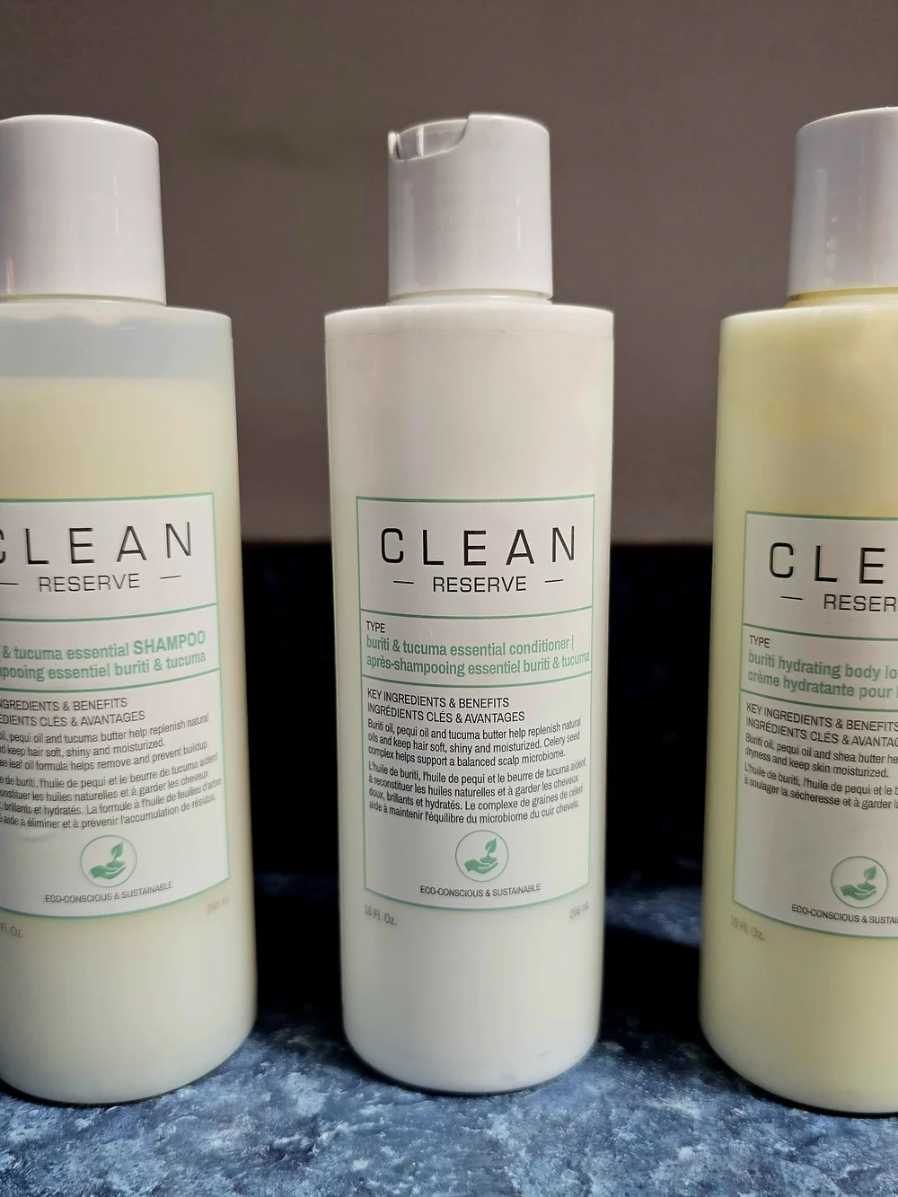 CLEAN RESERVE shampoo, conditioner and body lotion bundle
